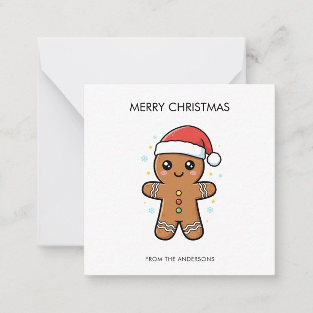 Cute Pepparkaksgubbe med jultomten jul Anteckningskort (Framsida)
