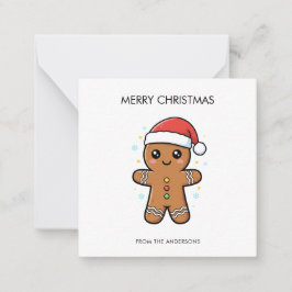 Cute Pepparkaksgubbe med jultomten jul Anteckningskort