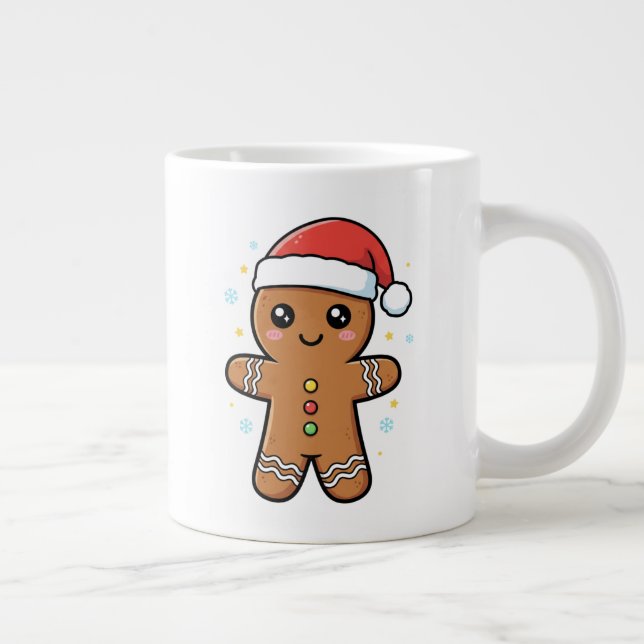 Cute Pepparkaksgubbe med jultomten jul Jumbo Mugg (Höger)