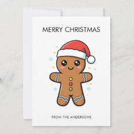 Cute Pepparkaksgubbe med jultomten jul Kort