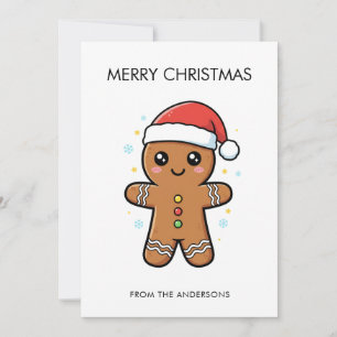 Cute Pepparkaksgubbe med jultomten jul Kort