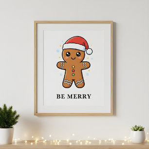 Cute Pepparkaksgubbe med jultomten jul Poster