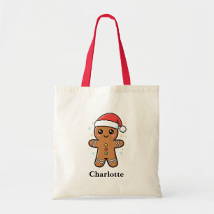 Cute Pepparkaksgubbe med jultomten jul Tygkasse