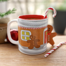 Cute Pepparkaksgubbe Monogrammed Den fina julen Två-Tonad Mugg