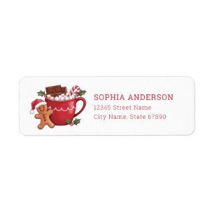 Cute Pepparkaksgubbe och Hett KakaoAdressetiketter Returadress Etikett
