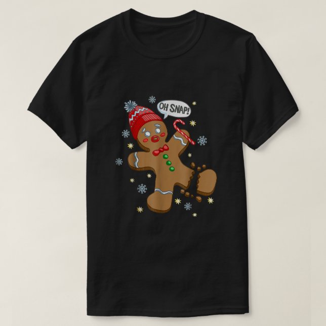 Cute Pepparkaksgubbe Oh Snap Funny julgodis T Shirt (Design framsida)