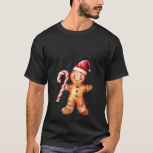 Cute Pepparkaksgubbe Santa Hat Candycane jul T Shirt