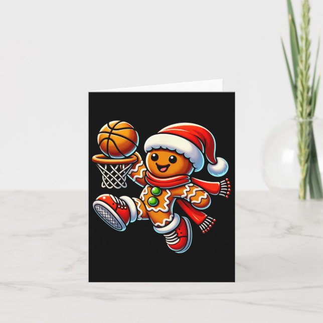 Cute Pepparkaksgubbe spelar basket jul Kort (Framsida)
