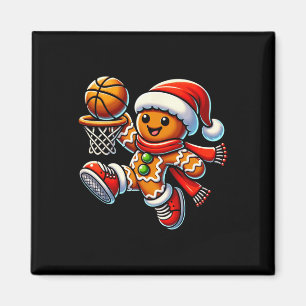 Cute Pepparkaksgubbe spelar basket jul Magnet