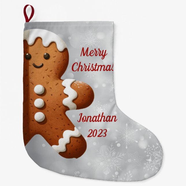 Cute Pepparkaksgubbe Stor Julstrumpa (Framsidan)