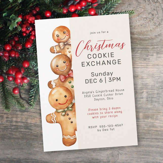 Cute Pepparkaksgubbes Cookie Exchange Party Inbjudningar (Available in both printed and instant download digital formats.)