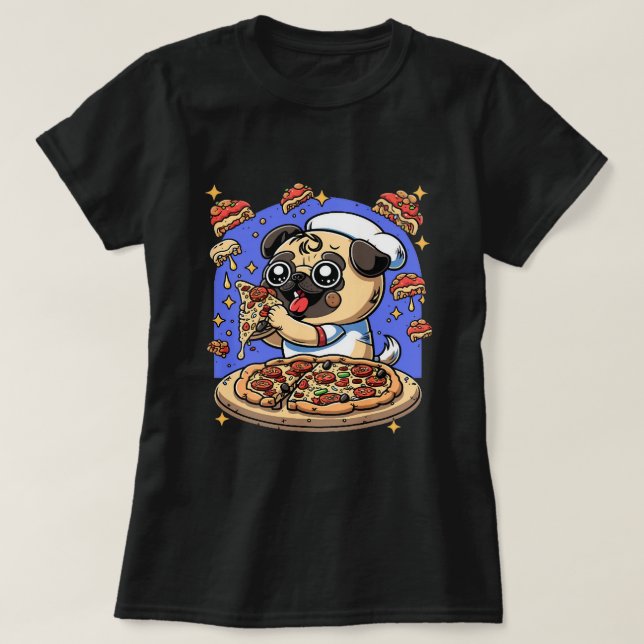 Cute Pepperoni Pizza Pug Calzone Hund Fast Food Va T Shirt (Design framsida)