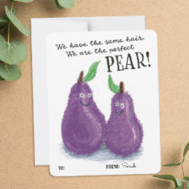 Cute Perfekt Pear Pun Valentines Day Classroom Julkort