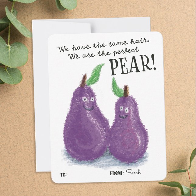 Cute Perfekt Pear Pun Valentines Day Classroom Julkort (Skapare uppladdad)