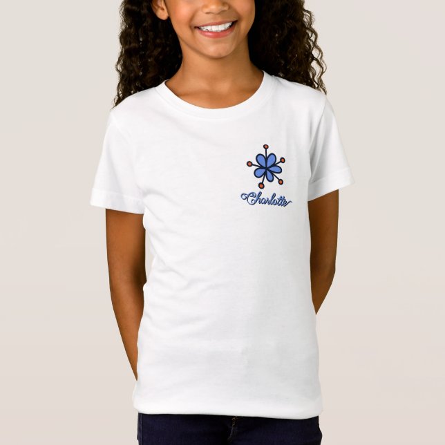 Cute Periwinkle Flower Doodle Personalized T Shirt (Framsida)