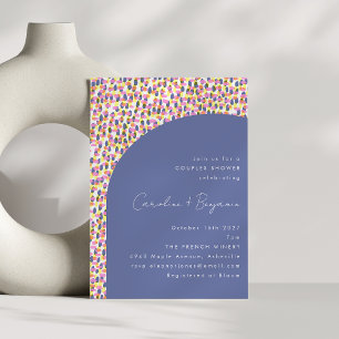 Cute Periwinkle Lila Abstrakt Dot Par Shower Inbjudningar