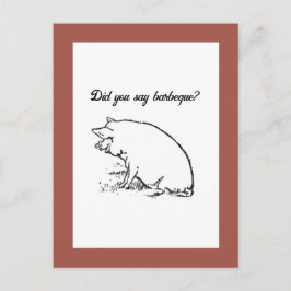 Cute Perky Gris Tecknad, Farm Animal Bläck Sketch Vykort