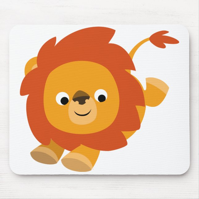 Cute Perky Tecknad Lejon Mousepad Musmatta (Framsidan)