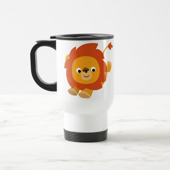 Cute Perky Tecknad Lejon Mugg (Vänster)