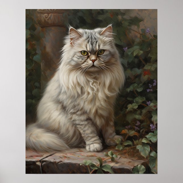Cute Persian Cat Art Print Poster (Framsidan)