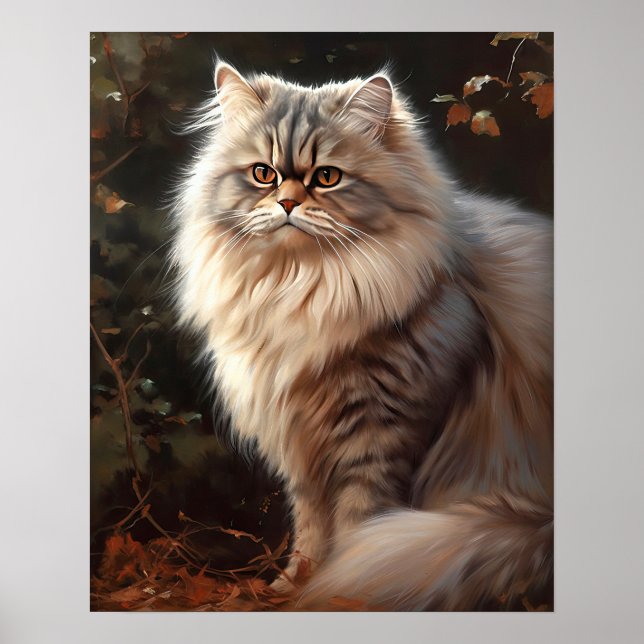 Cute Persian Cat Art Print Poster (Framsidan)