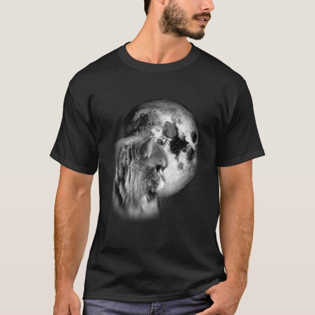 cute Persian Cat with Moon Cat T Shirt (Framsida)