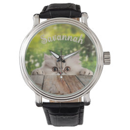 Cute Persian Peeking Cat Armbandsur