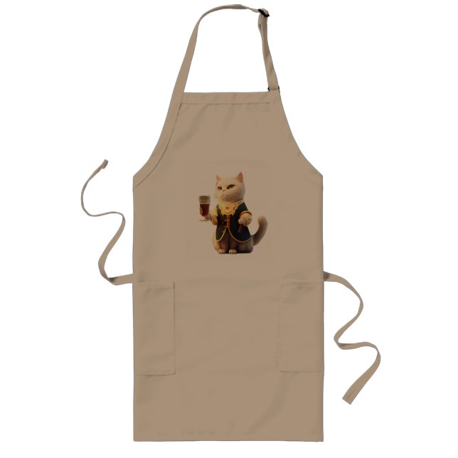 Cute Personal cat servant, lustig serant cat Långt Förkläde (Framsidan)