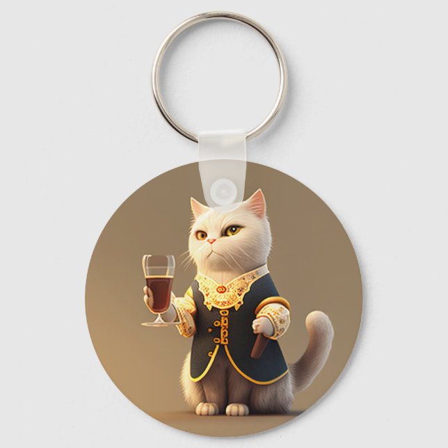Cute Personal cat servant, lustig serant Kitten Nyckelring (Framsida)