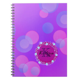 Cute Personal Rosa Bubble Blue Roligt Office Anteckningsbok