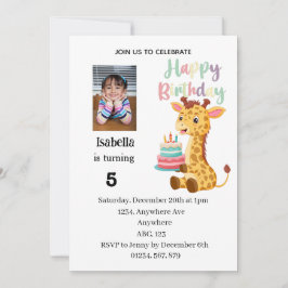 Cute Personalised Giraffe Birthday Party Inbjudningar