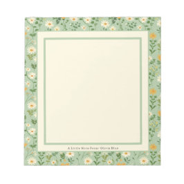 Cute Personalised Green Floral Botanical Note List Anteckningsblock