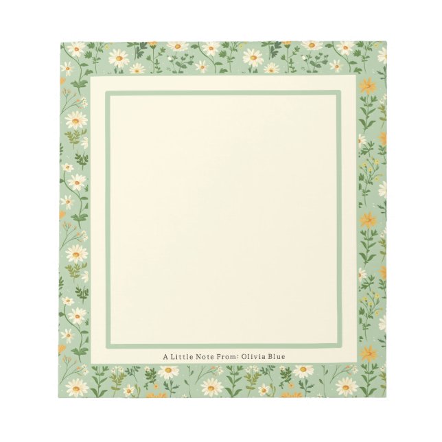 Cute Personalised Green Floral Botanical Note List Anteckningsblock (Framsida)