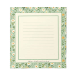 Cute Personalised Green Floral Botanical Note List Anteckningsblock