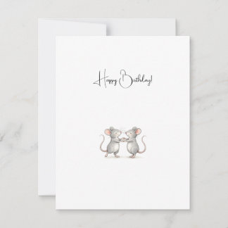Cute Personalised Happy Birthday Mice. Anteckningskort