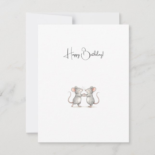 Cute Personalised Happy Birthday Mice. Anteckningskort (Framsida)