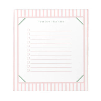 Cute Personalised Pink And Green Stripes Note List Anteckningsblock