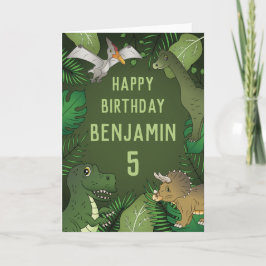 Cute Personalizable Barn Dinosaurs Grattis på föde Kort