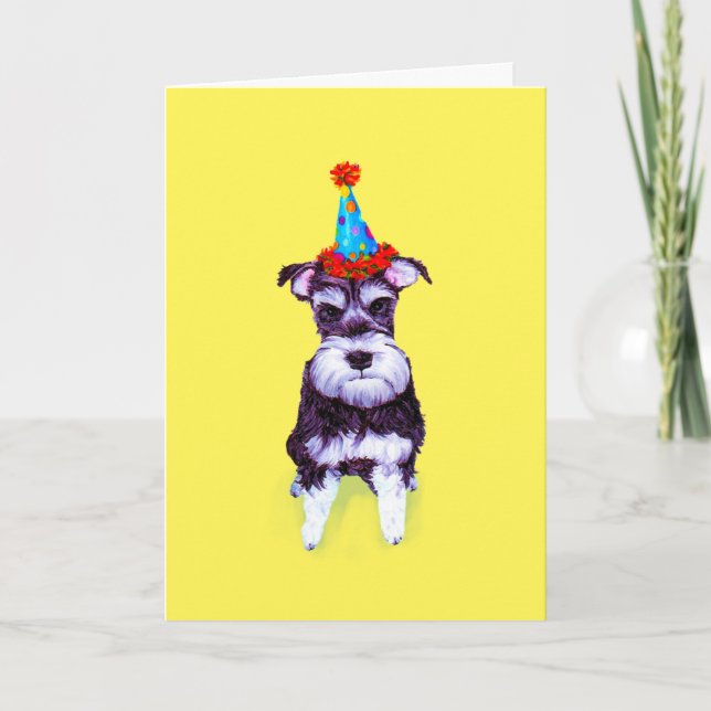 Cute Personalizable Birthday Schnauzer-kort Kort (Framsida)