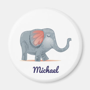 Cute Personalizable Grått rosa Elephant Magnet