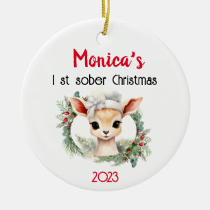 Cute Personalizable Namn & Sobrique Jul Julgransprydnad Keramik