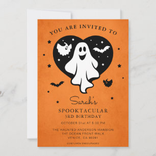 Cute Personalize Halloween Ghost Heart Fladdermus- Inbjudningar