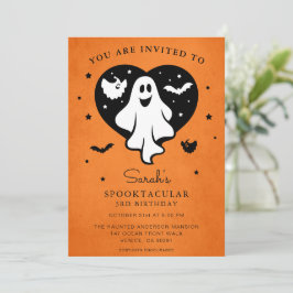 Cute Personalize Halloween Ghost Heart Fladdermus Inbjudningar