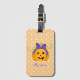 Cute Personalize Halloween Pumpkin Bagagebricka