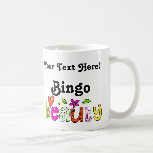 Cute Personalize Modern Bingo Beauty Girly Anpassn Kaffemugg (Höger)