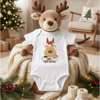 Cute Personalized Baby First Christmas Reindeer T Shirt