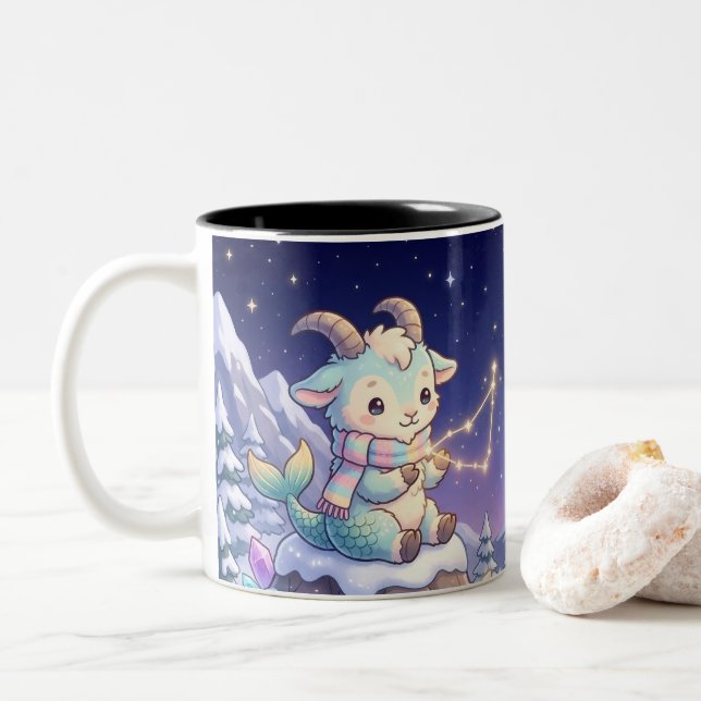 Cute Personalized Capricorn Zodiac Mug Två-Tonad Mugg (Med munk)