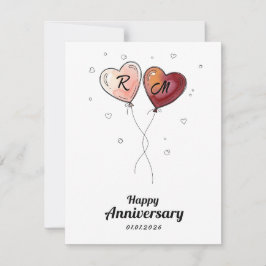 Cute Personalized Couple Anniversary Heart Card Julkort