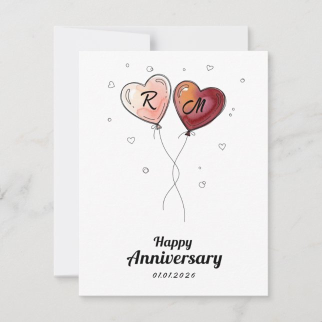 Cute Personalized Couple Anniversary Heart Card Julkort (Framsida)