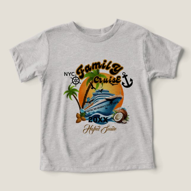 Cute Personalized Cruise Ship Family Trip Sunset T Shirt (Design Framsida)
